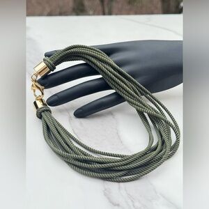 JANE WIN In A Twist Cord Necklace In Forest Green